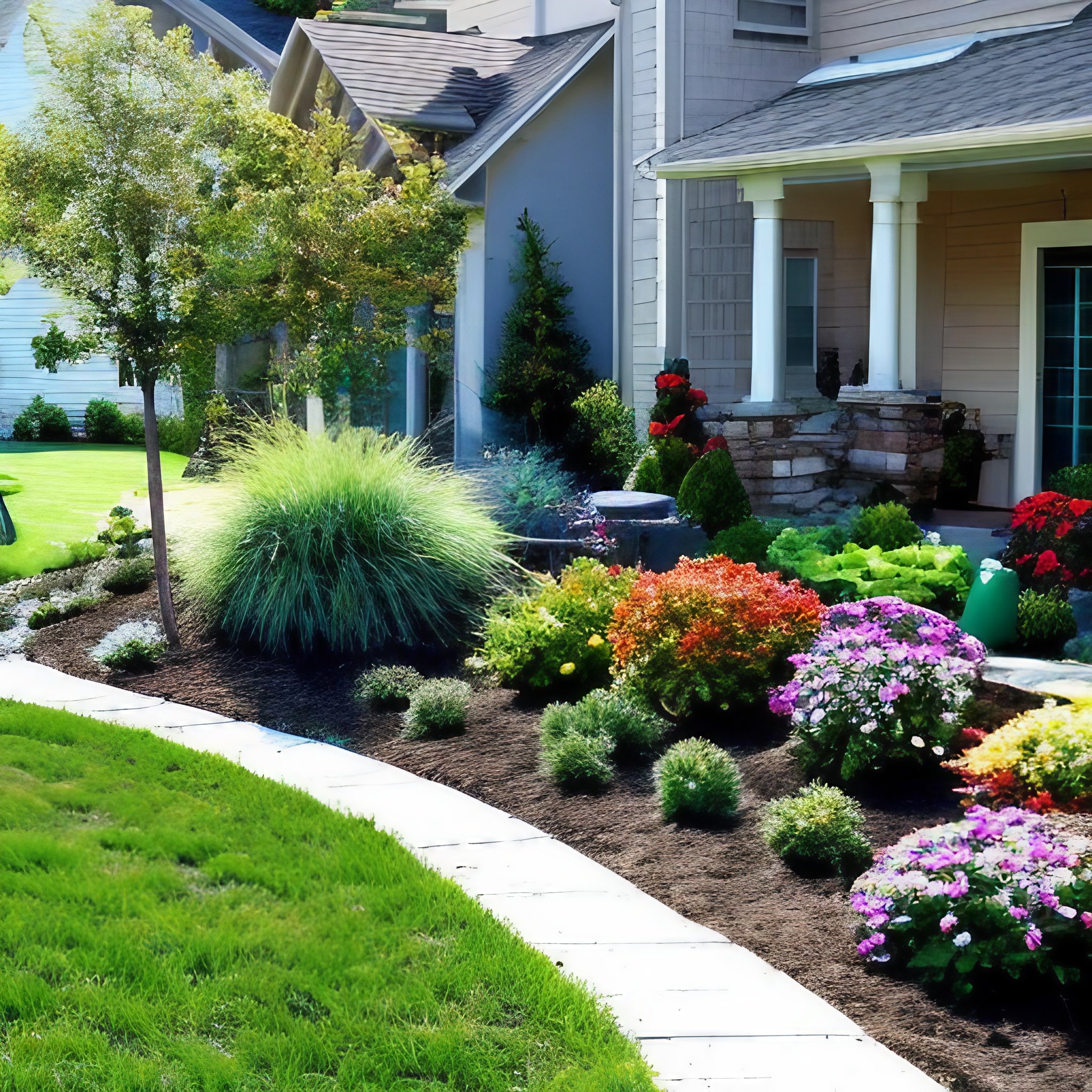 Front Yard Landscaping Ideas With Plants, Rocks, and Mulch ...