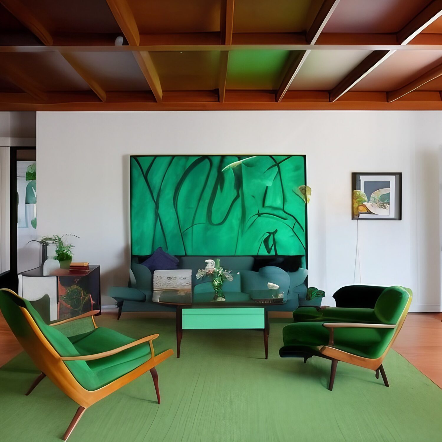 How to Design a Midcentury Modern Green Living Room - Architecture ADRENALINE