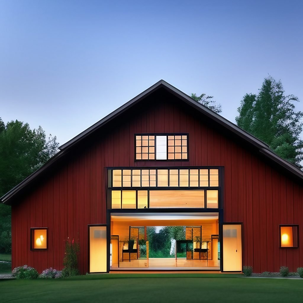 red modern barn house