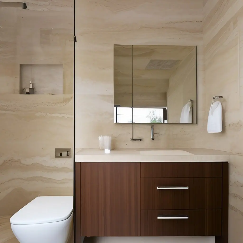 Modern Travertine Bathroom