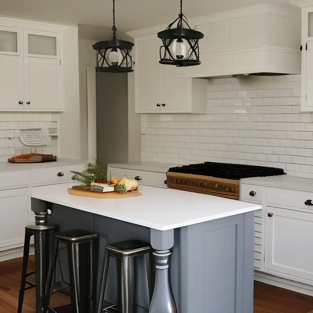 modern farmhouse kitchen white shaker cabinets with subway tile