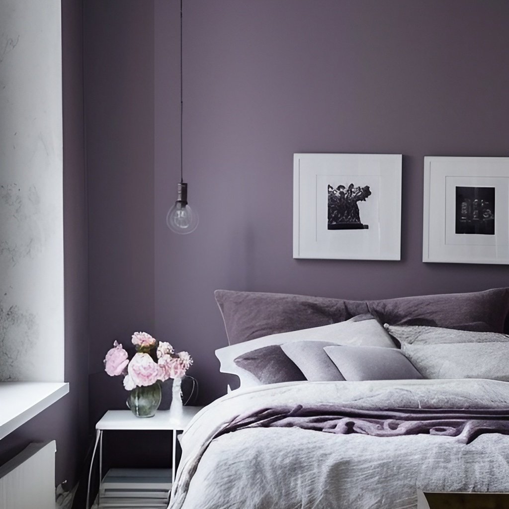 Mauve And Grey Bedroom