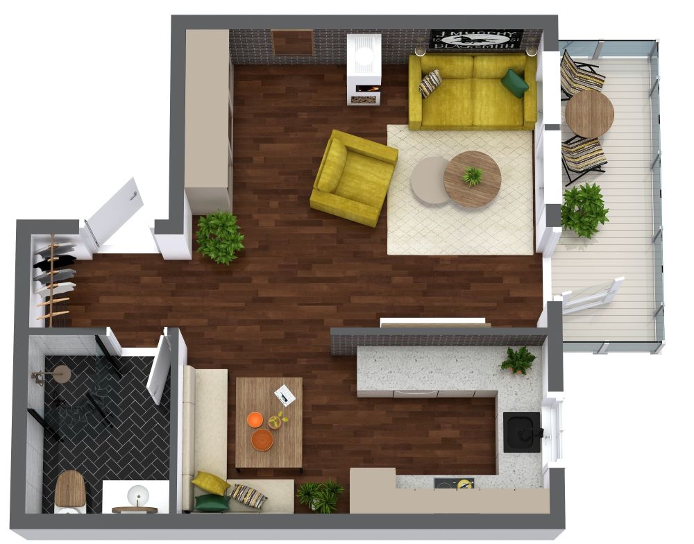 Studio Apartment With Balcony