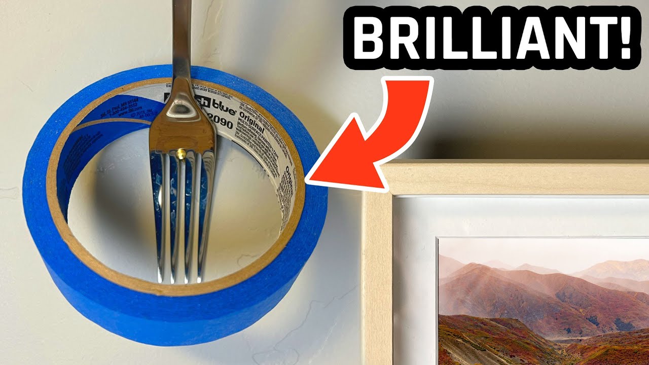 Picture Hanging Trick with Fork How to Hang Pictures Without Damaging