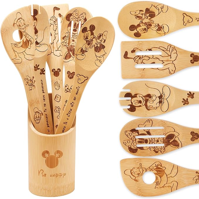 Handmade Wooden Disney Kitchen Cooking Utensils