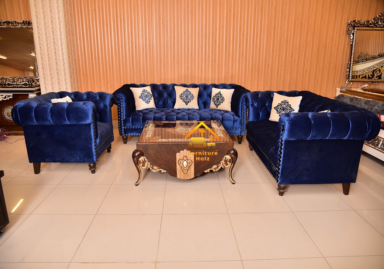 blue couch set