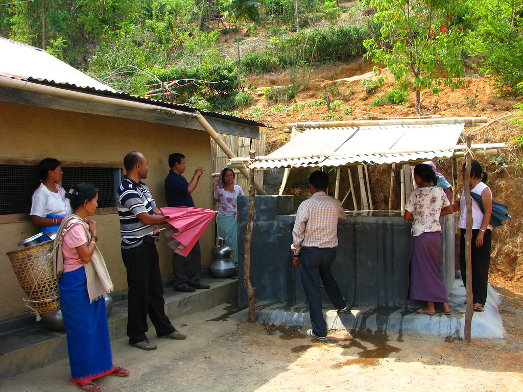 Bamboo pipes for rainwater harvesting, Manipur