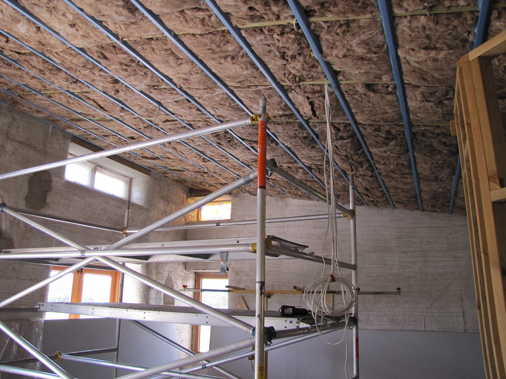 Living Room Ceiling Insulation - Strawbale House Build in Redmond Western Australia