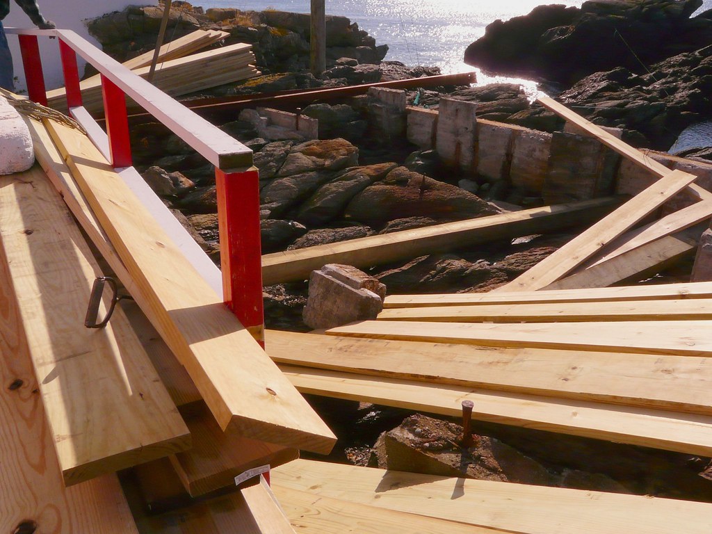 Pressure treated boards for the landing platform