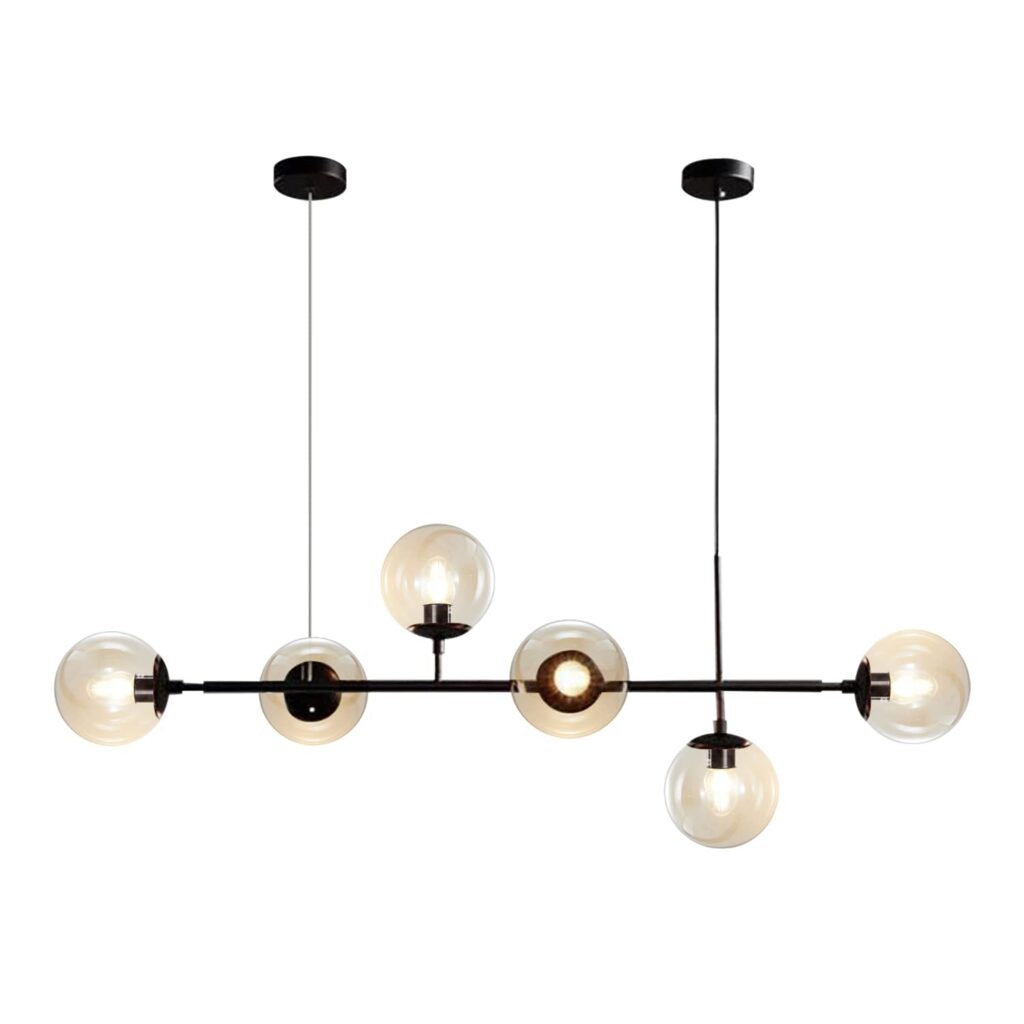 Sputnik chandelier and starburst lighting