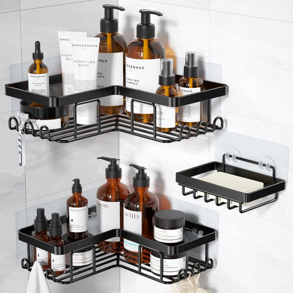 YASONIC Corner Adhesive Shower Caddy, with Soap ... - Amazon.com
