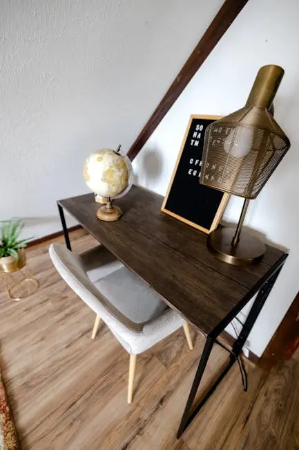 design, productivity, sustainability Gold Desk Globe on Brown Wooden Table