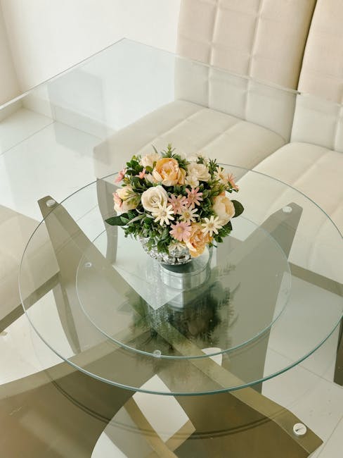 Eclectic Minimalism Elegant Floral Arrangement on Glass Table