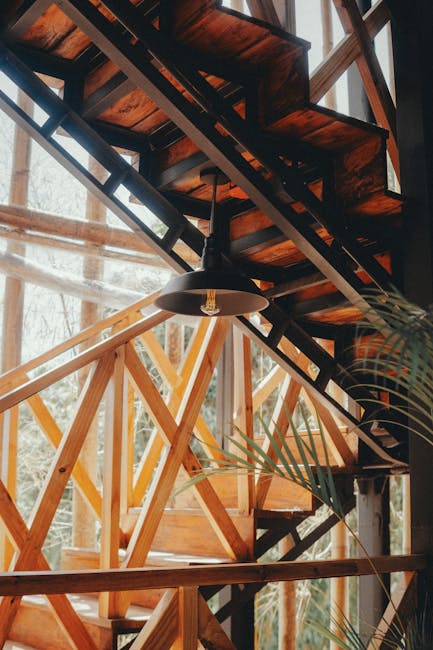 Wooden Stairs in a Building Interior