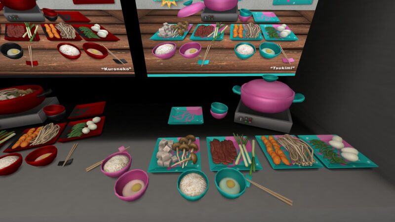 Tasty anime food in cyan and fuchsia/pink