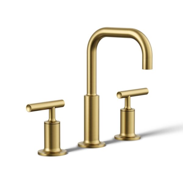 Widespread Bathroom Faucet with Gooseneck Spout and Cylindrical Handles