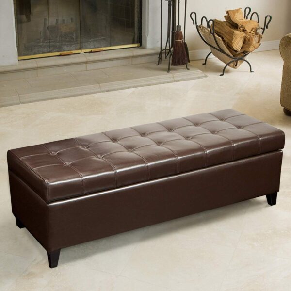 Homebeez Leather Accents Rectangular Footstool: A Multi-Functional Space-Saving Gem