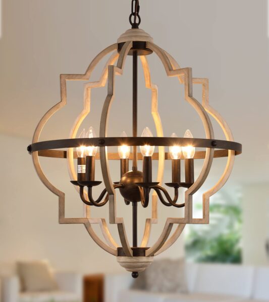 Illuminate Your Dining Experience: Antique Chandelier Farmhouse 6 Lights Fixture