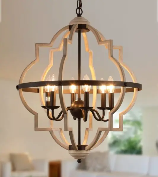 Illuminate Your Dining Experience: Antique Chandelier Farmhouse 6 Lights Fixture