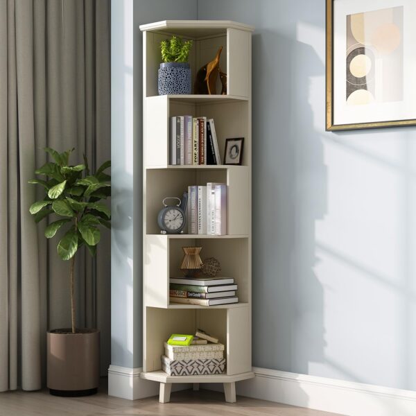 Kelbel 5 Tier Corner Bookshelf: Optimize Your Under-Stair Area