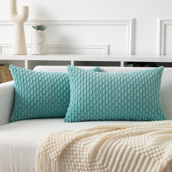 Incorporate Aqua Elegance with Corduroy Pillowcases