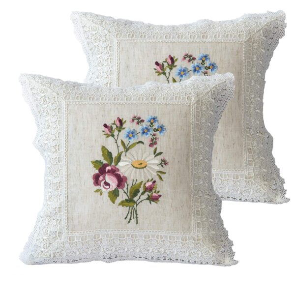 MASANIJI Embroidered Farmhouse Decorative Pillow: Rustic Charm for Your Cottagecore Retreat