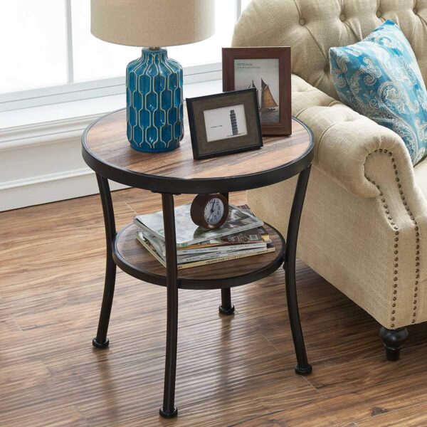 Elegant Round Side Nightstand for Industrial Living Rooms