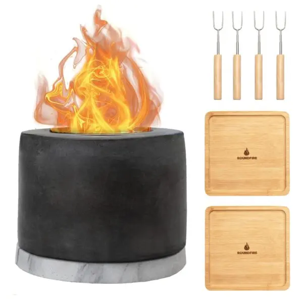Roundfire Concrete Table Top Fire Pit: A Modern Centerpiece for Your Backyard Retreat