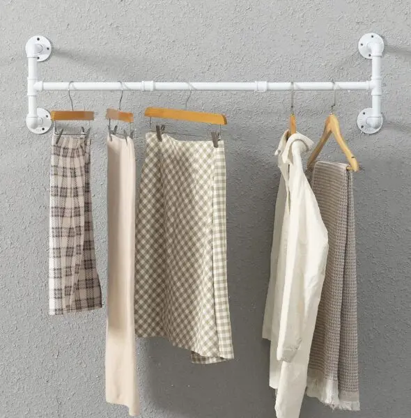 Industrial Space Saving Rack: Steampunk Style for Your Small Walk-In Wardrobe