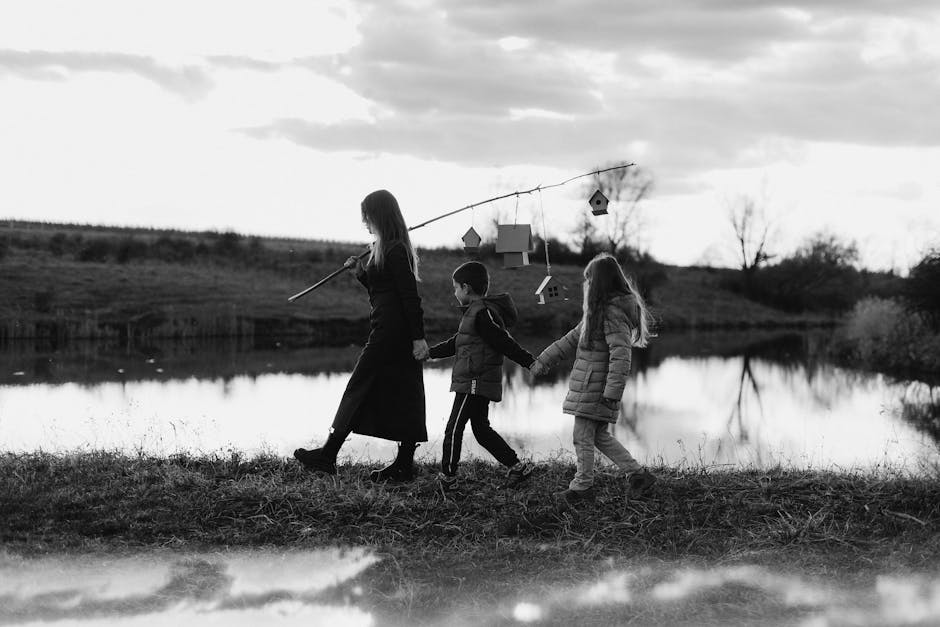 Frank Lloyd Wright Birdhouses Mother with Children Holding Birdhouses on a Stick