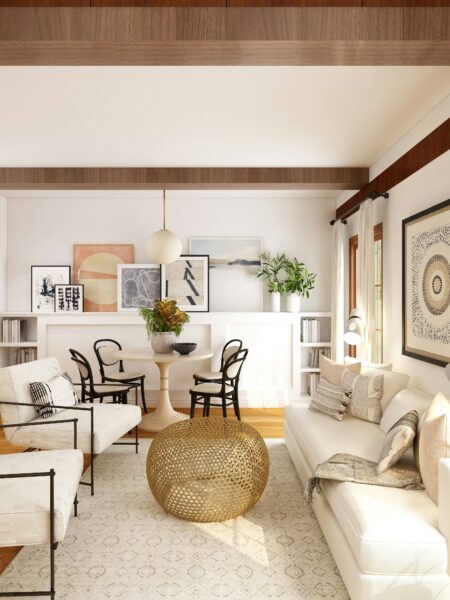 white and brown living room set