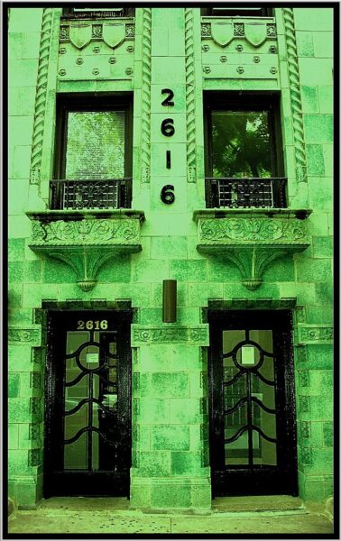 Chicago Illinois ~ North Side ~ Unique Architecture Green Glazed Apartment Building ~ Historic Distict