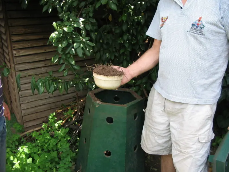 Composted material from compost unit