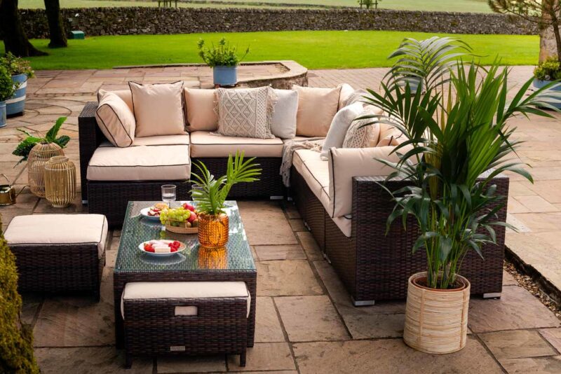 Rattan Garden Furniture setup with food