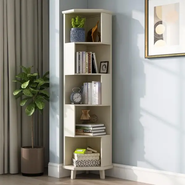Kelbel 5 Tier Corner Bookshelf: A Stylish Space-Saving Solution