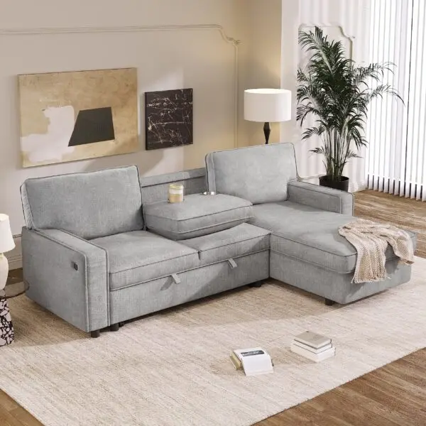 Lumisol Convertible Sectional: Reversible Sofa Bed for Small Apartments