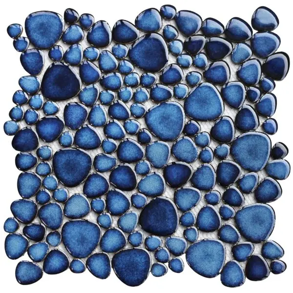 Tranquil Escape: Elephantile Cobalt Pebble Shower Tiles for Your DIY Mosaic Project