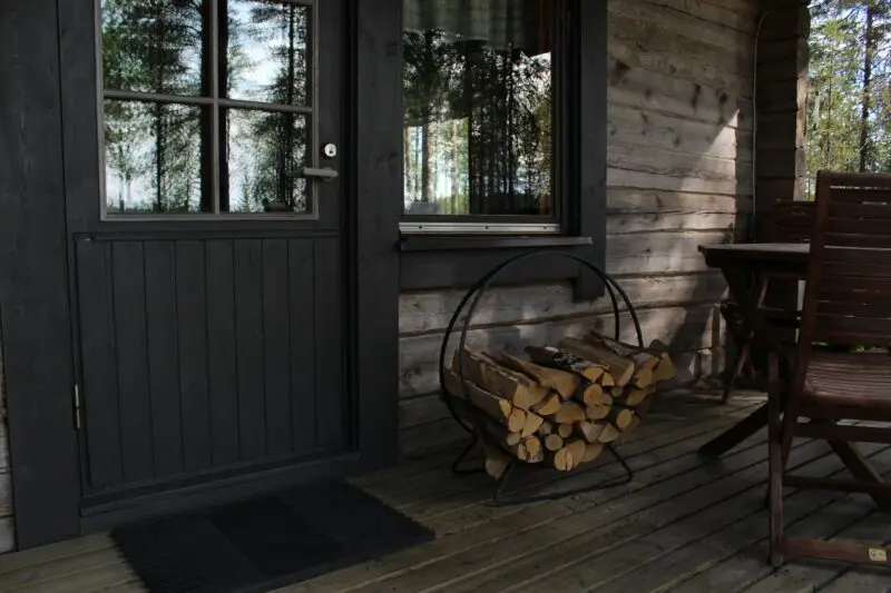 black wooden framed glass door