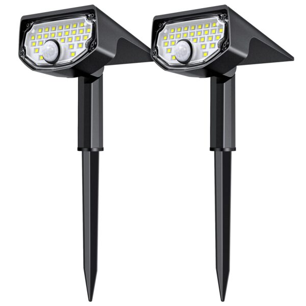 Solar-Powered LED Garden Spotlights with Motion Sensor - Twin Pack