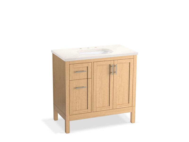 Bathroom Vanity Cabinet with Sink, Oak Finish