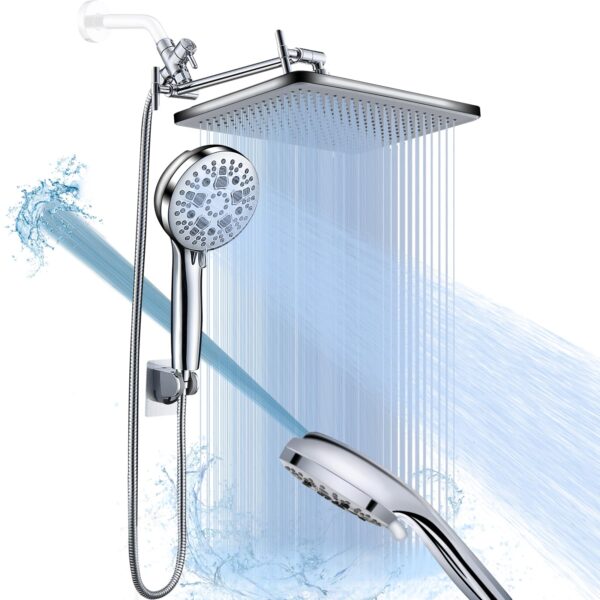 Luxury Dual Shower Head with Handheld Spray and Rainfall Shower System