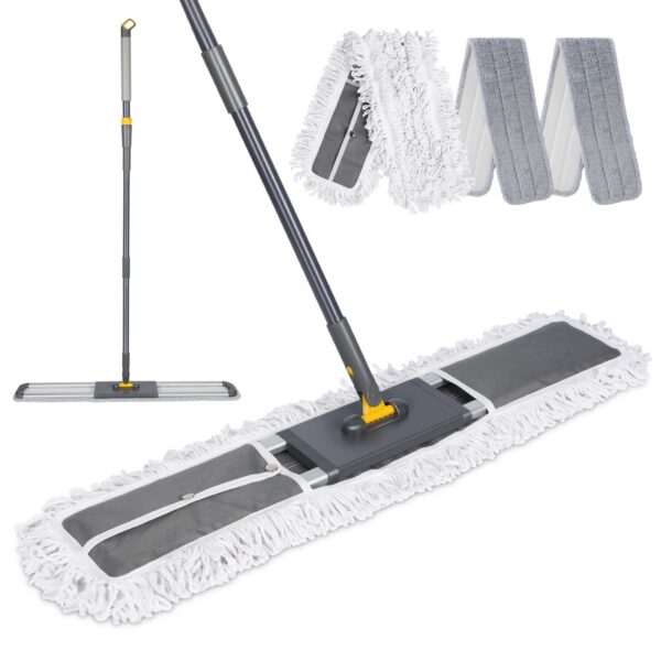 Premium Flat Floor Mop with Microfiber Pads and Extendable Handle