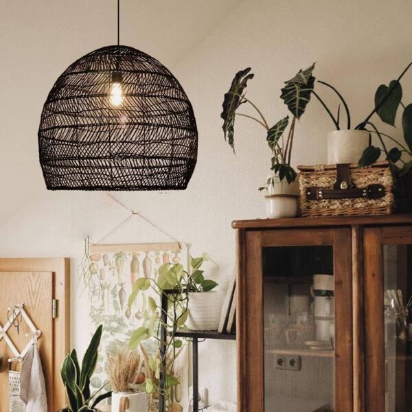 Handwoven Rattan Pendant Light Fixture