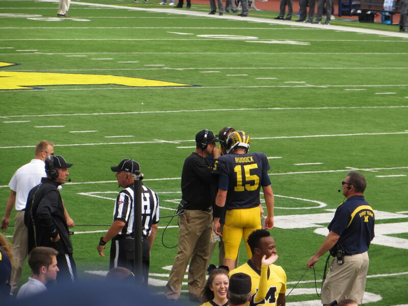 Jim Harbaugh, Head Coach, Michigan Wolverines, BYU Cougars vs. Michigan Wolverines, Michigan Stadium, University of Michigan, Ann Arbor, Michigan