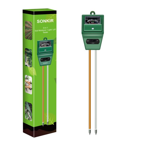 SONKIR 3-in-1 Soil Moisture, Light, pH Tester