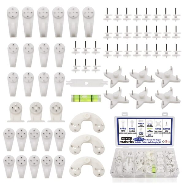 100-Piece Wall Hanging Kit with Level and Hooks 