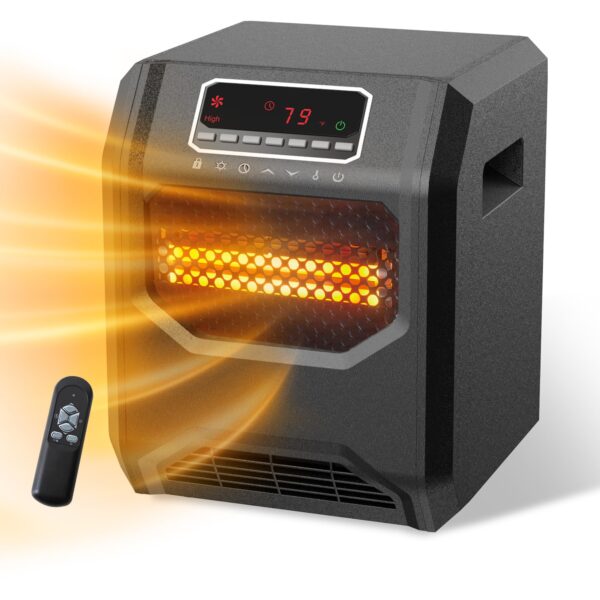 Portable Electric Space Heater with Remote Control, LED Display, and Adjustable Thermostat 