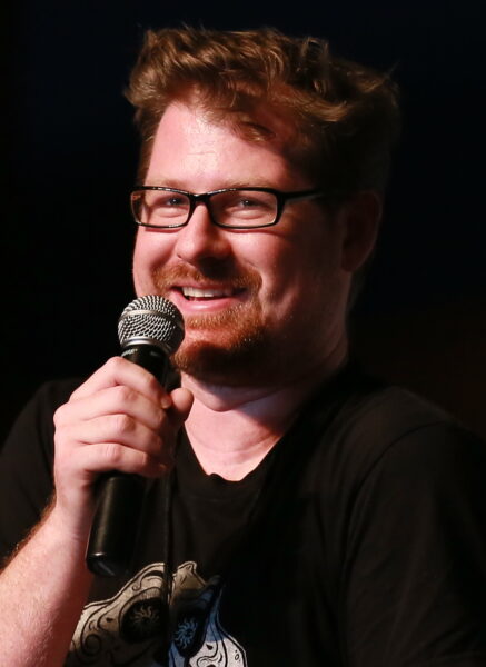 Justin Roiland speaking at event