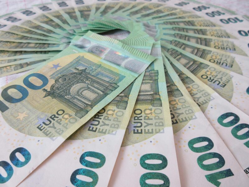 Fan of 100 Euro banknotes, wealth theme