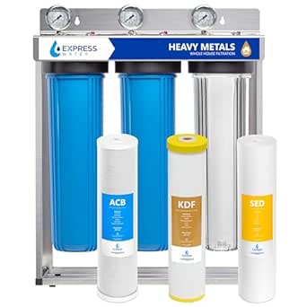 EXPRESS WATER 3-Stage Heavy Metal Water Filtration System, Stainless Steel, Reduces Contaminants, Improves Water Quality, Comprehensive Filtration, High Versatility